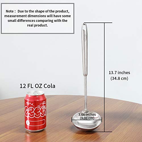 Newness Soup Ladle, [Rustproof, Heat Resistance, Integral Forming] Resilient 304 Stainless Steel Soup Spoon with Vacuum Ergonomic Round Handle, Cooking Spoon for Kitchen, 13.7 Inches - color: Sliver