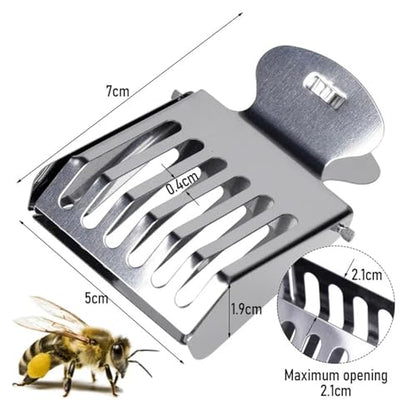 Queen Bee Cage 20pcs Bee Queen Cage Transparent Plastic Clip Catcher Box Stainless Steel clamp Beekeeping Equipments Beekeeper Equip