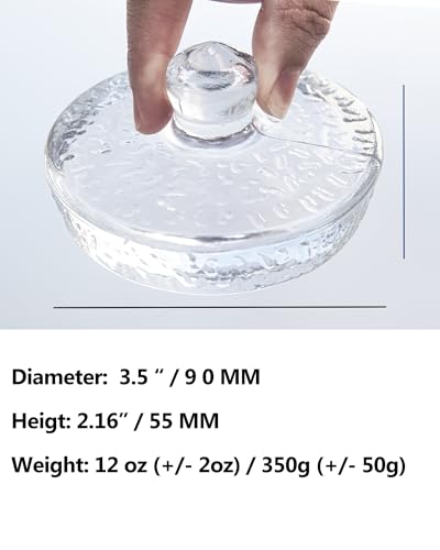 Glass Fermentation Weight for Large Wide Mouth Gallon Mason Pickling Canning Jars Over 3.5 Inches, Fermenting Weigh Easy Grip Handle Convex Wavy Grain Dot for Brewing Fermented Foods, Pack of 2