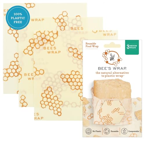 Bee's Wrap Beeswax Wraps for Food - 3 Pack of Medium Beeswax Wraps - Plastic Free Made in USA Reusable Natural Food Wrap - Honeycomb Print - style: Honeycomb Medium 3 Pack