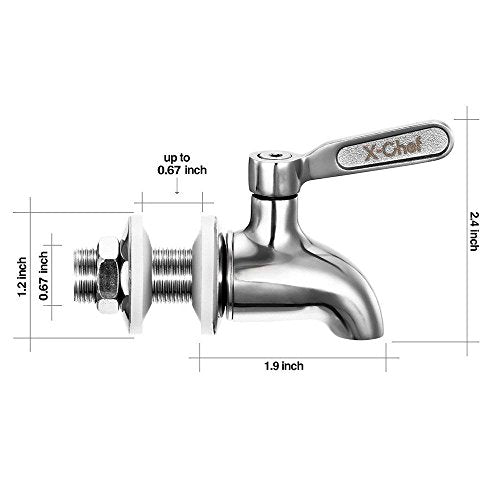 X-Chef Beverage Dispenser Spigot Replacement, Stainless Steel Metal Spigot for Glass Jar & Drink Dispenser - size: 1-Pack