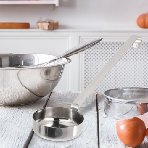 GALPADA Stainless Steel Pizza Sauce Spoon Flat Bottom Ladle for Kitchen Cooking Spoodle Spreader Scoop Serving Utensils Ramen Dumplings Soup Spreading Metallic Silver Restaurant Accessory 10.5 inches
