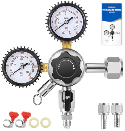 CO2 Regulator for Kegerator CO2 Regulator Beer Keg Regulator CO2 Kegerator Regulator CGA-320 Co2 Tank Regulator Dual Stage CO2 Regulator Kegerator Parts Draft Beer Regulator Gauges
