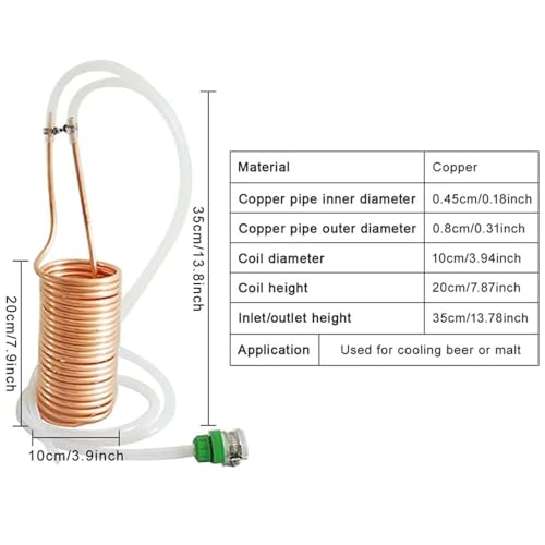 for Home Brewing Immersion Wort Chiller, 1PC Food Grade Super Efficient 5/16" X 26Ft Pure Copper Wort Chiller