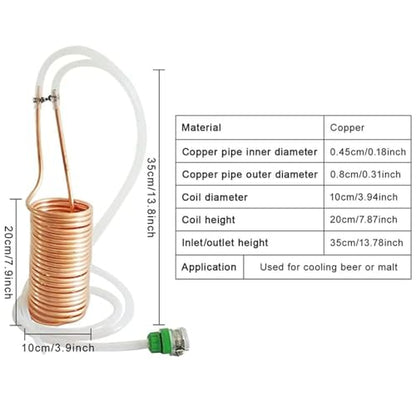 for Home Brewing Immersion Wort Chiller, 1PC Food Grade Super Efficient 5/16" X 26Ft Pure Copper Wort Chiller