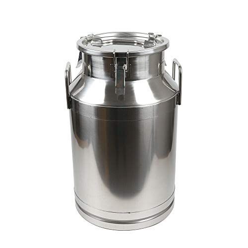Milk Can with Sealed Lid, Stainless Steel Milk Transport Cans Wine Pail Bucket Tote Jug Pot Oil Liquid Storage Barrel with 2 Handles Sealed Silicone Anti-Leak Ring Lock Belt 40L 10.56 Gallon - color: 40l
