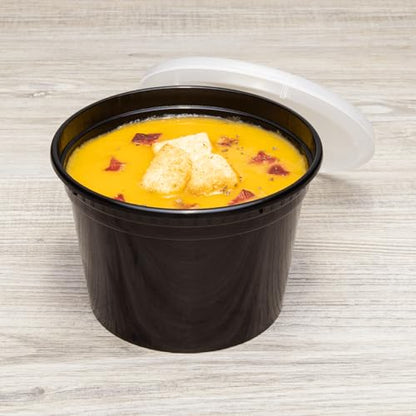 Karat [16oz - 240 ct Black PP Injection Molded Round Deli Containers with Lids (FP-IMDC16-PPB) - color: Black, size: 16oz
