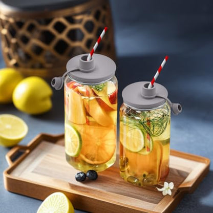 Wide Mouth Mason Jar Pour Spout Lid - Leak-Proof, Dishwasher Safe,Silicone,Reusable Cover for Oils, Juices, Milk and Dry Goods - color: Light Gray-3Pack