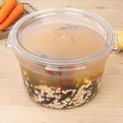 Restaurantware Met Lux 12 Quart Food Storage Container, 1 Round Commercial Storage Container - Lid Sold Separately, With Volume Markers, Clear Plastic Food Prep Bucket, Space-Saving Storage - size: 12 qt, style: 1 Count