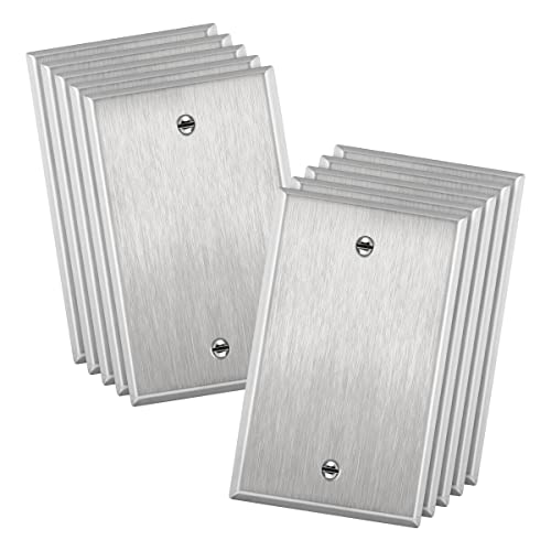 ENERLITES Blank Device Metal Wall Plate, Stainless Steel Blank Outlet Covers, Corrosion Resistant, Standard Size 1-Gang 4.50" x 2.76", UL Listed, 7701-10PCS, 430 Stainless Steel, 10 pack - color: Stainless Steel, size: 1 Gang
