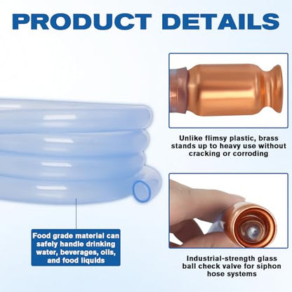 wadoy Shaker Siphon Hose 1/2",Gas Siphon Pump for Gasoline/Fuel/Water Transfer,Safety Self Priming Hose (10ft) - size: 10FT