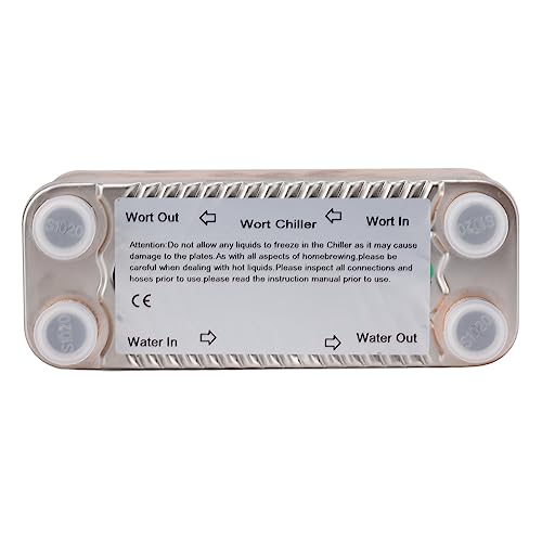 30 Plate Wort Chiller, Stainless Steel Brazed Plate Heat Exchanger Brewing Cooling Hot Liquid Accelerated Cooler for Homebrew Beer Tool NPT 1/2 Inch Thread