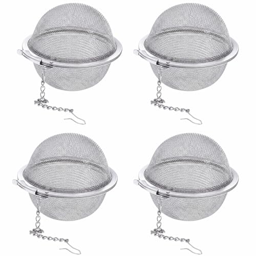 4Pcs 304 Stainless Steel Tea Infuser for Loose Leaf Tea, Extra-Fine Mesh Tea Strainer Ball, Tea Diffuser with Long Chain for Mug & Teapot, Reusable Tea Infusers for Herbal Tea & Spices - size: 4 pcs for value
