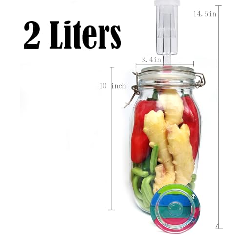 2L Fermentation Jar 2 Pack Fermentation kit with Fermenting Weights and Airlocks Pickle Jar for Fermenting,Pickling,Canning,Mead Making (2 Liter)