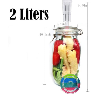 2L Fermentation Jar 2 Pack Fermentation kit with Fermenting Weights and Airlocks Pickle Jar for Fermenting,Pickling,Canning,Mead Making (2 Liter)