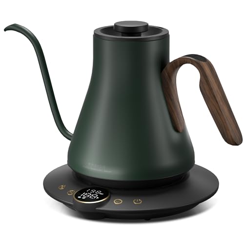 INTASTING Gooseneck Electric Kettle with ±1℉ Temperature Control for Pour Over Coffee & Tea, Quick Heating, BPA-Free Stainless Steel, Built-in Brew Timer, 1500W/0.9L (Forest Green) - color: Forest Green