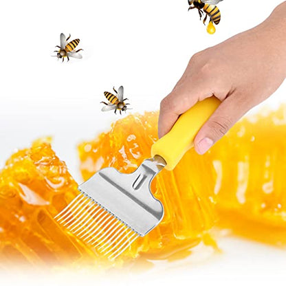 Stainless Steel Uncapping Fork, Beekeeping Tool with Comfort Grip Handle, Honey Comb Capping Removal Tool for Hive Inspection, Honey Extraction
