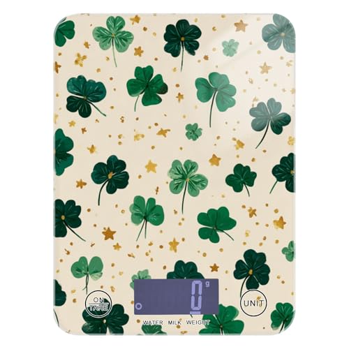 Food Scale Kitchen Scale for Baking Cooking Digital Food Weighing Measuring Scale Small Waterproof Electric Food Scale Green Clovers and Stars - color: Green Clovers and Stars