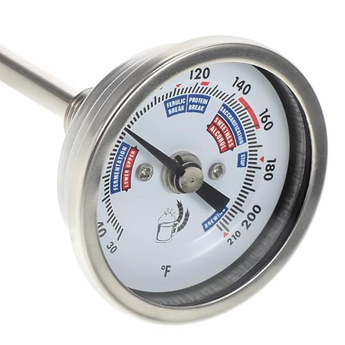 Stainless Steel Wine Thermometer 2-inch Dial Brewing Thermometer for Personal Kettle Corrosion-Resistant Bimetallic Axial Probe, Precise Wine Temperature Monitor for Winemaking