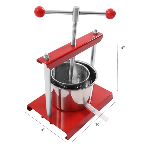 Fruit Wine Press 0.8 Gallon Stainless Steel Fruit Wine Press 100% Nature Juice Making Manual Juice Maker Apple Grape Berry Vegetables Crusher Olive Oil Cider Wine Making Press Machine - color: 0.8 Gallon
