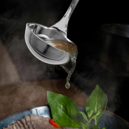 PRETYZOOM Stainless Steel Soup Ladle with Double Pouring Spouts and Long Handle - 10.6 Inch Ladle with Pouring Lip for Easy Serving and Canning in Kitchen
