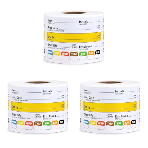 Restaurant Quality Shelf Life Food Rotation Labels Vinyl, 2” x 3” Self-Adhesive Removable Freezer Food Labels, Perfect for Reusable Containers, Easy to Remove, Food Safety Date Sticker (3 PCS) - style: 3 PCS