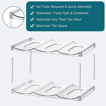 LARGER Compartment - Stackable Water Bottle Organizer Holder - for Stanley & Others' Large Tumbler - Clear Wine Rack, Cup Bottle Holder for Cabinet Home Countertop Fridge Pantry Shelf, 3 Tier Hold 9 - size: 3 Tier - Hold 9