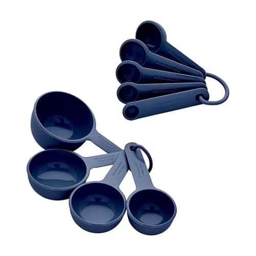 KitchenAid Universal Easy To Read Measuring Cup and Spoon Set with Soft Grip Handle for Maximum Control, Hang Hole and Nesting For Easy Storage, Dishwasher Safe, 9 Piece, Ink Blue - color: Ink Blue