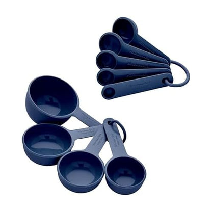 KitchenAid Universal Easy To Read Measuring Cup and Spoon Set with Soft Grip Handle for Maximum Control, Hang Hole and Nesting For Easy Storage, Dishwasher Safe, 9 Piece, Ink Blue - color: Ink Blue