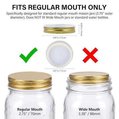 FENICAL Bee Feeder Lids for Mason Jar: 8pcs Bee Hive Entrance Feeder Lids Beehive Water and Sugar Dispenser Honeybee Beekeeping Feeding Accessories for Outdoor Beehives. 2.87 * 0.59 Inch (Gold)