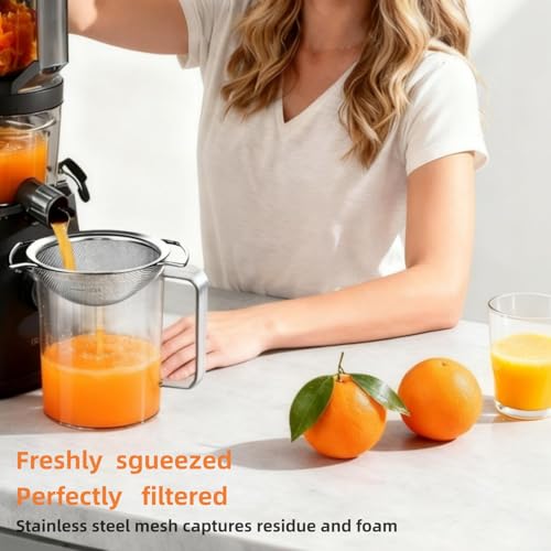 Juice Strainer for Nama J2,Juice Strainer After Juicing,Fine Mesh Filter Screen Compatible with Nama J2 Cold Press Juicer, Bilateral handles-304 Stainless Steel Easy Clean(for most containers)