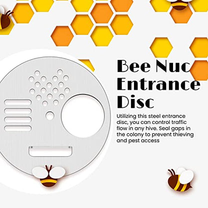 Flexzion Bee Hive Nuc Box Entrance Gate - 6 PCS 2.6 Inch Stainless Steel Bee Hive Entrance Disc & Bee Door with 4 Access Modes - Bee Hive Entrance Gate Disc for Nucleus & Full-Sized Hives - size: 6 pcs