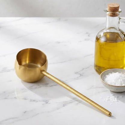 Abaodam Oil Splashing Spoon 304 Stainless Steel Long Handle Heating Spoon Soup Ladle Water Ladle 250ml - Rustproof, Heat Resistance - Eagle Beak Spout Design Golden - color: Golden