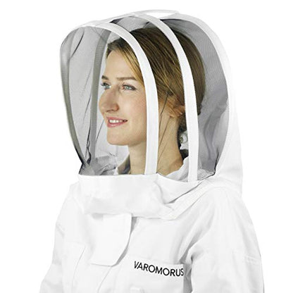 Varomorus Professional Beekeeping Suit Full Body 100% Cotton with Veil Hood (XS) - size: XS