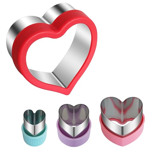 ALLTOP Heart-Shaped Cookie Cutter Set - 4 Size Biscuit Cutter for Valentine's Day Baking, Donut, English Muffin, Dessert,and More - color: Love