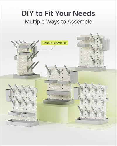 DIY Baby Bottle Drying Rack, Holds 12 Bottles, Space-Saving for Small Kitchen Counters, Modular Bottle Dryer with Removable Rods & Baskets, BPA-Free Countertop Organizer for Baby Feeding Essentials