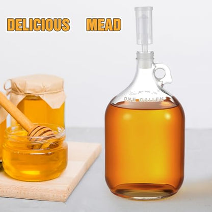 Ziliny 2 Set Mead Making Kit Complete for Home Brewing Starter Sets Includes 1 Gallon Glass Carboy, Auto Siphon, Hydrometer, Alcohol Percentage Tester Jar, Bottle Filler, Airlock, Plug Funnel