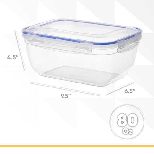 Superio Large Plastic Food Storage Container with airtight Lid for Pantry, Fridge- 10 Cup, 80 Oz- BPA Free, Leakproof Sealed Container- Microwave, Dishwasher and Freezer Safe (Clear) - color: Clear