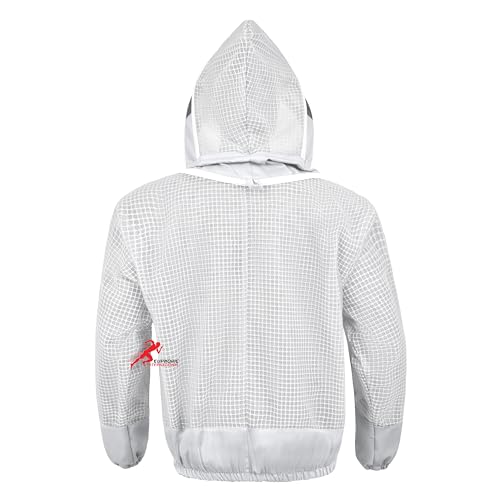 3 Layer Bee Jacket with Fencing Veil and One Pair of Gloves Ventilated Beekeeper Jacket (White, 2X-Large) - color: White, size: XX-Large