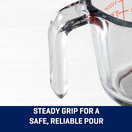 16 Oz Glass Measuring Cup, Tempered Glass Liquid Measuring Cup with Handle & Spout, Dual Imperial & Metric Etched Markings, Microwave Dishwasher Safe for Kitchen Baking Cooking, 2 Cup