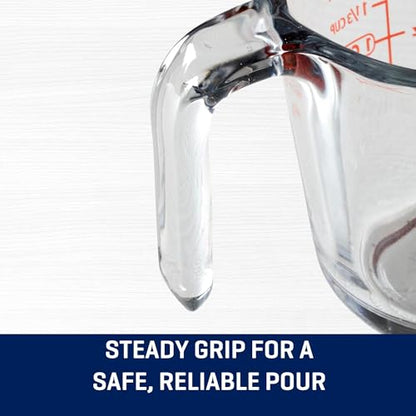 16 Oz Glass Measuring Cup, Tempered Glass Liquid Measuring Cup with Handle & Spout, Dual Imperial & Metric Etched Markings, Microwave Dishwasher Safe for Kitchen Baking Cooking, 2 Cup