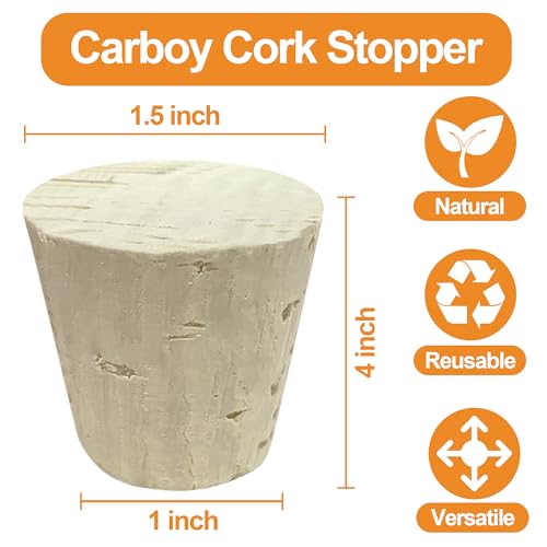 6 Pcs Carboy Cork Stopper, Wood Tapered Fermentation Bungs for 3, 5, 6 Gallon Glass Water Jug, Reusable Natural Wooden Caps for Home Brewing, Wine Making - size: 3&5&6 Gallon-6PCS