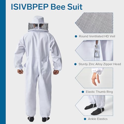 Professional Bee Suits for Men & Women with Round Veil, Beekeeping Suit with Ventilated Glove, Beekeeper Suit Bee Outfit for Backyard and Bee Keeper XXXL - size: XXXL for 6'3"-6'8"