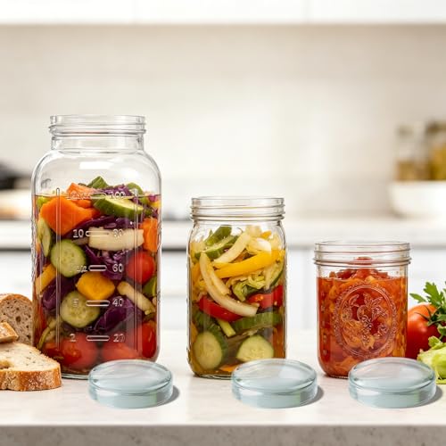 4 Pack Fermentation Weight,Glass Fermenting Weights for Wide Mouth Mason Jars,Fermentation Kit for Sauerkraut,Pickles Dishwasher Safe - style: Flat