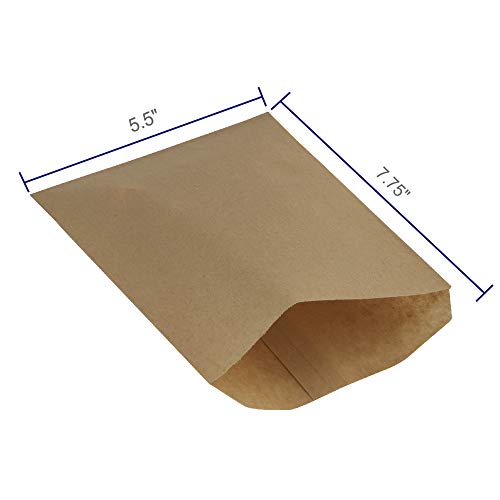 BagDream 5.5x7.75 Inches Kraft Paper Bags Pack of 100 Flat Greaseproof Brown Paper Bags Greaseproof Envelopes for Snack, Cookie,Popcorn, Candy, Party Favor