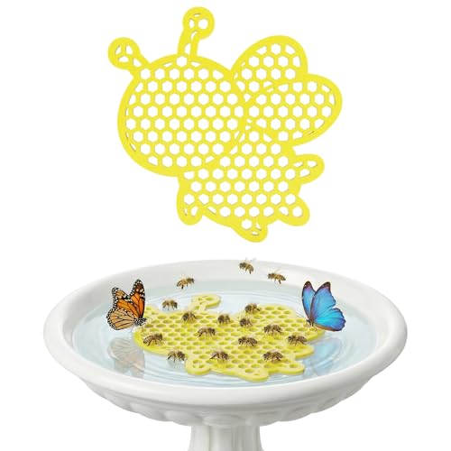 Bee Watering Station for Garden Floating with Safe Landing Pads | Butterfly & Pollinator Watering Station| Beekeeping Supplies & Outdoor Garden Décor. Honeybee (1, Yellow) - color: Yellow