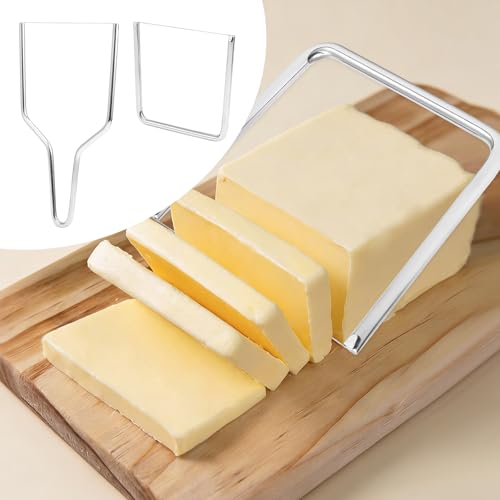 2 PCS Wire Cheese Slicer, Stainless Steel Wire Cheese Cutter Kit for Kitchen Block Cheese and Butter Slicer Tool (Y Type & U Type)