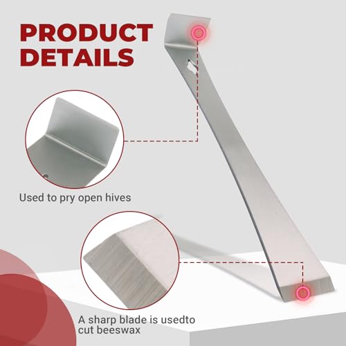 Litoexpe 2 Pcs 2 Sizes Stainless Steel Beekeeping Hive Scraper Tool Set, 10" and 6.7" Trim Puller Flat Pry Bar Scrapers for Beekeepers(Silver)
