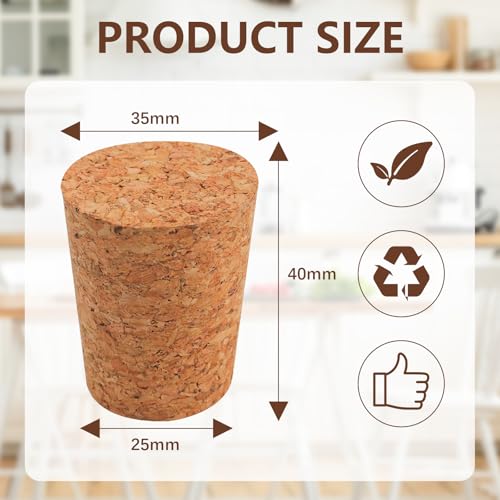 Carboy Cork Stopper with Plastic Funnel and Label Paper, Glass Carboy Cap for 1, 3, 5, 6 Gallon Glass Water Jug, Wood Tapered Fermentation Cap Cork Stoppers (1)