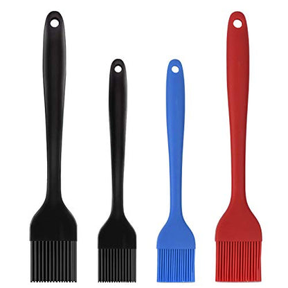 Hhyn Silicone Basting Pastry Brush Set 4 Pack Heat Resistant Spread Oil Butter Sauce for BBQ Grill Barbeque Kitchen Baking Cooking Pastries, 2 Large & 2 Small Multicolor - color: 4 Pcs Multicolor
